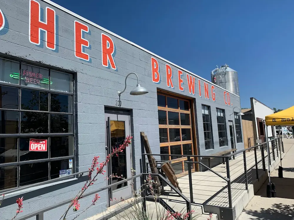 Looking at the outside of Fisher Brewing